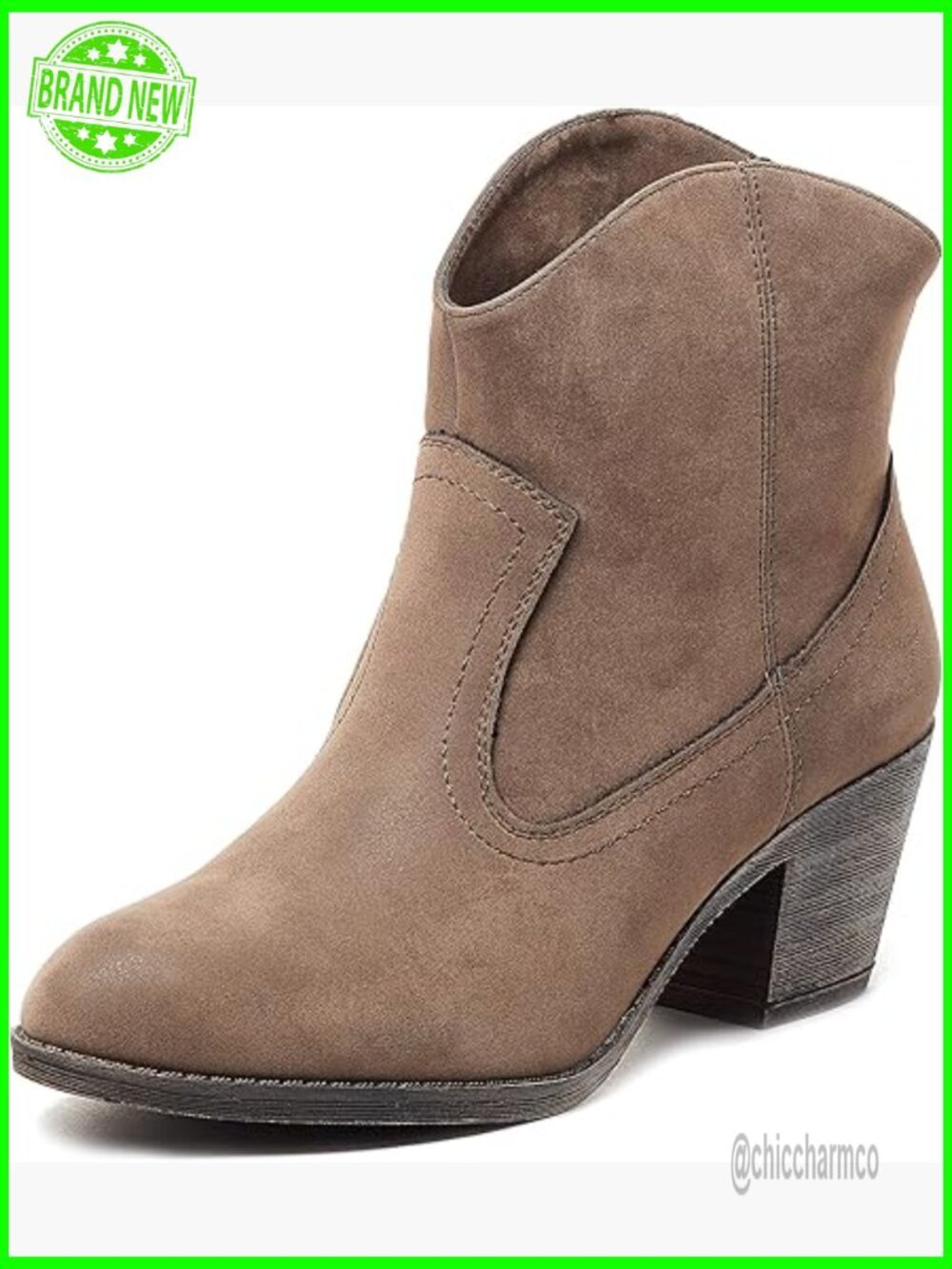 Ankle Booties with Stacked Heel and Cushioned Footbed